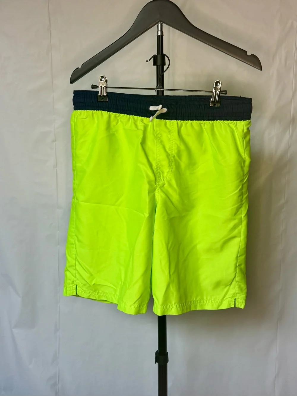 Cat & Jack Neon Lime Swim Trunks with Navy Waistband